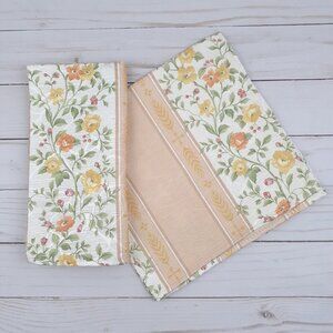 Lintex Fabric Dinner Napkins Damask Floral Stripe 17x17 Set of 4